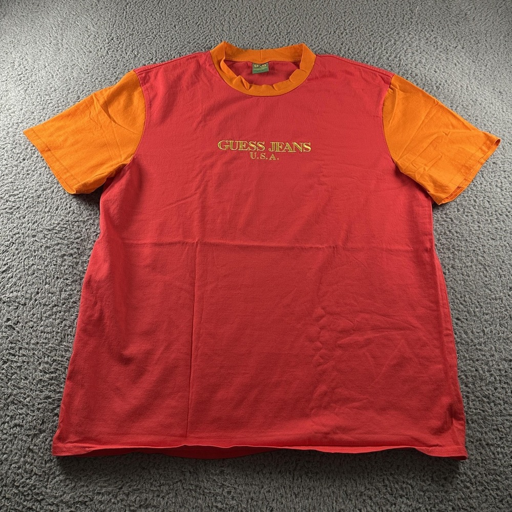 Vintage Guess Jeans Shirt Mens XL "Farmers Market" 90s Logo Tee USA Cotton - Picture 1 of 9